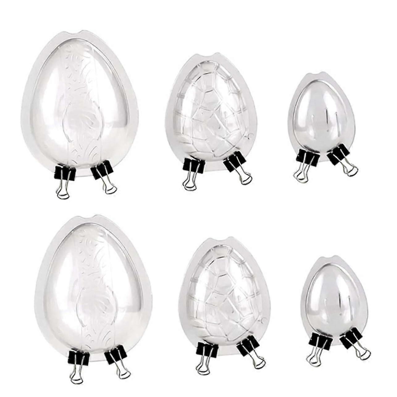 6Pcs Non Stick Easter Egg Mold Set Durable Plastic Easy Demold for Candy Chocolate Dessert