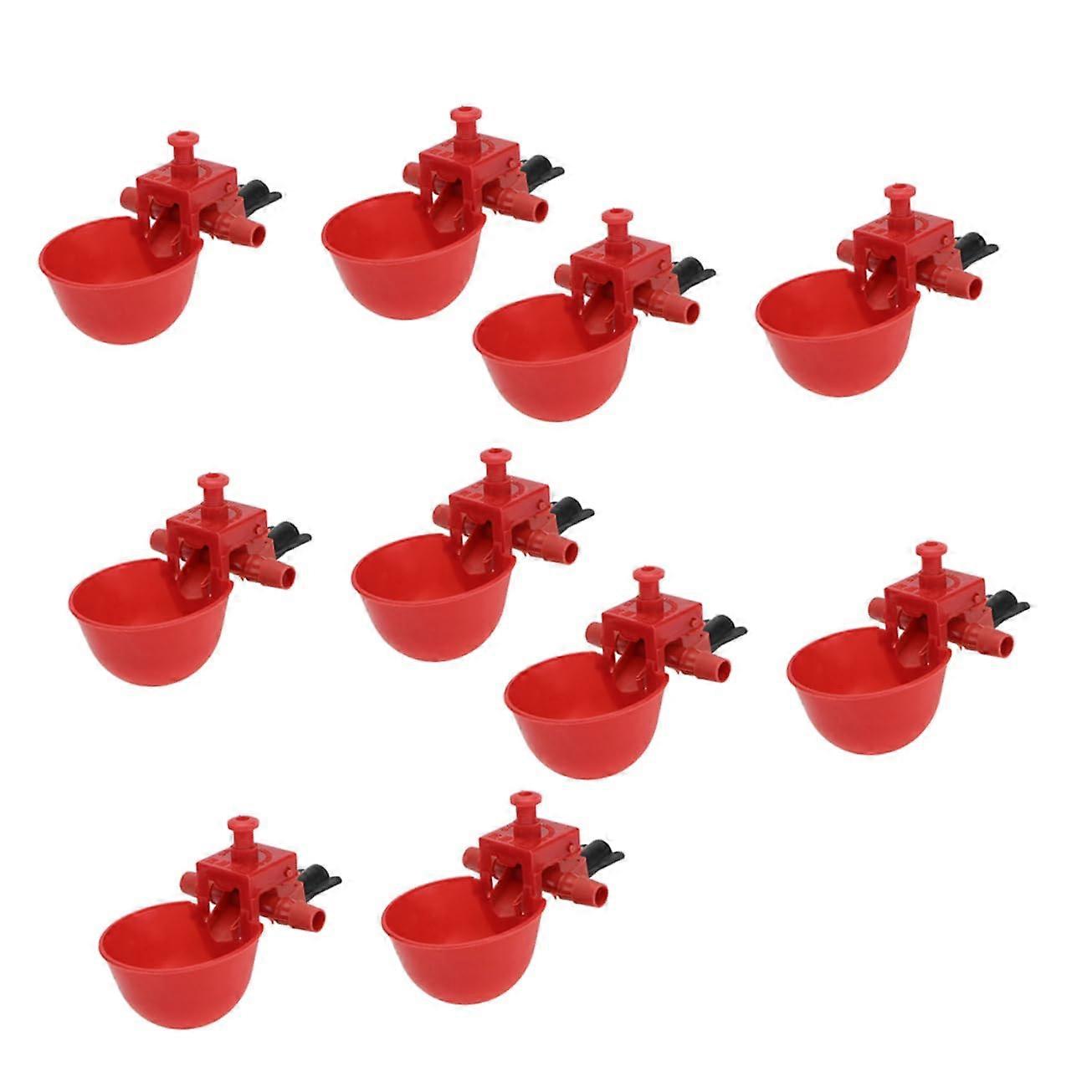 30 Pcs Poultry Waterer with Automatic Chicken Waterer Cups, Adjustable Red Plastic Drinking Bowls for Farm Use