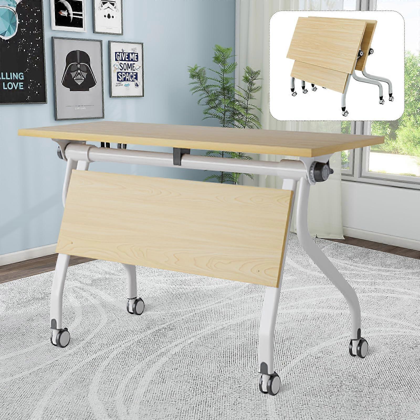 Folding Conference Table with Wheels, Rectangular Office Training Desk 2 Pack, Space‑Saving Design