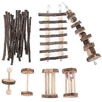 Kauspielzeug-Set für Hamster, 1 Set, verschiedene Farben, aus Holz