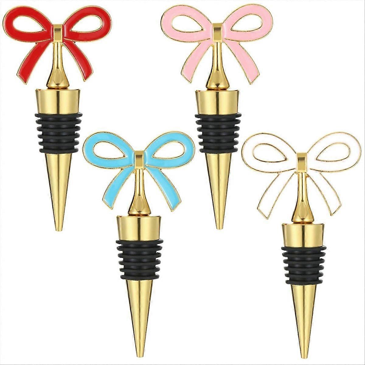 4 Pcs Wine Stopper Set,Reusable Vacuum Bottle Corks Gold