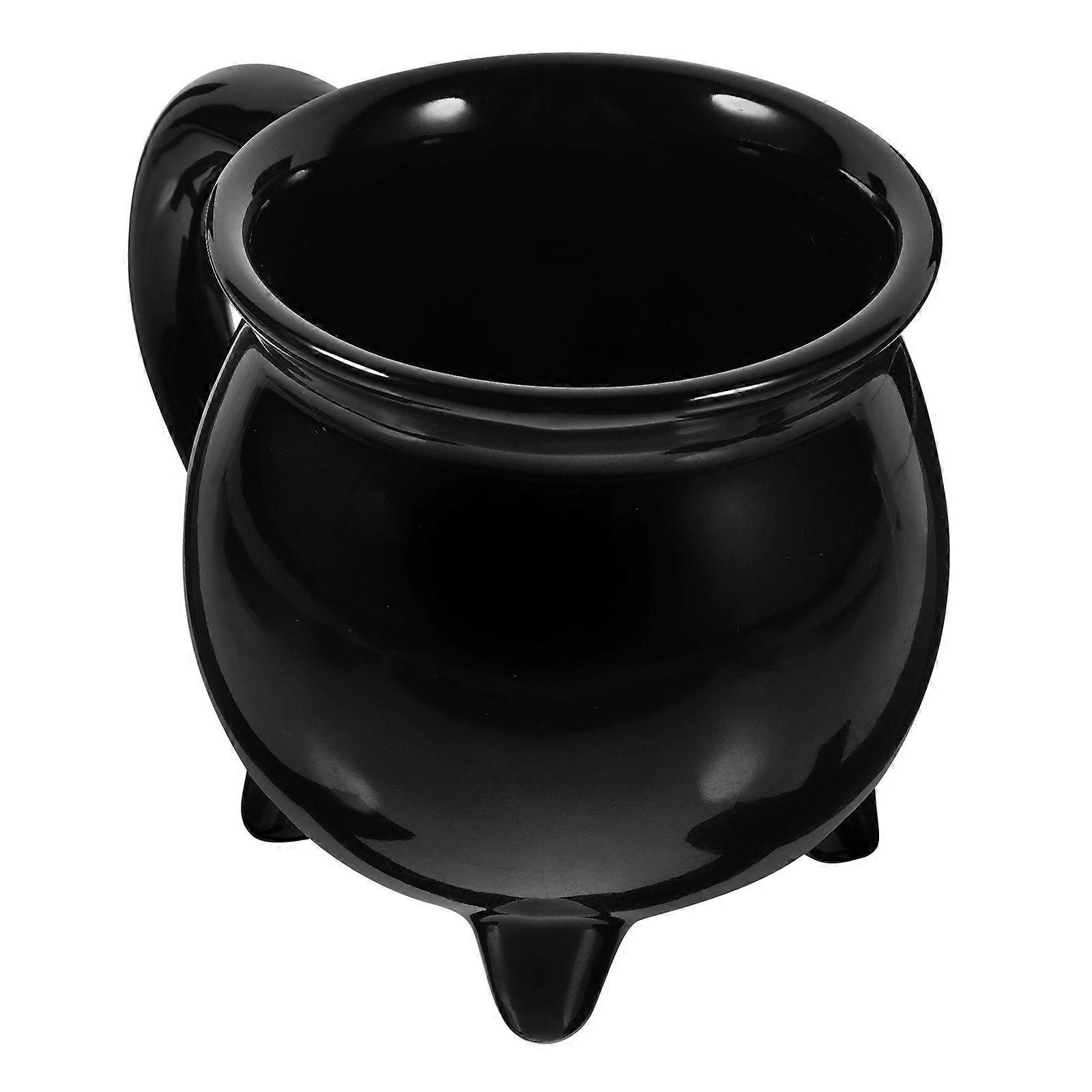 Black Ceramic Cauldron Coffee Mug for Drinking Decorative Cup