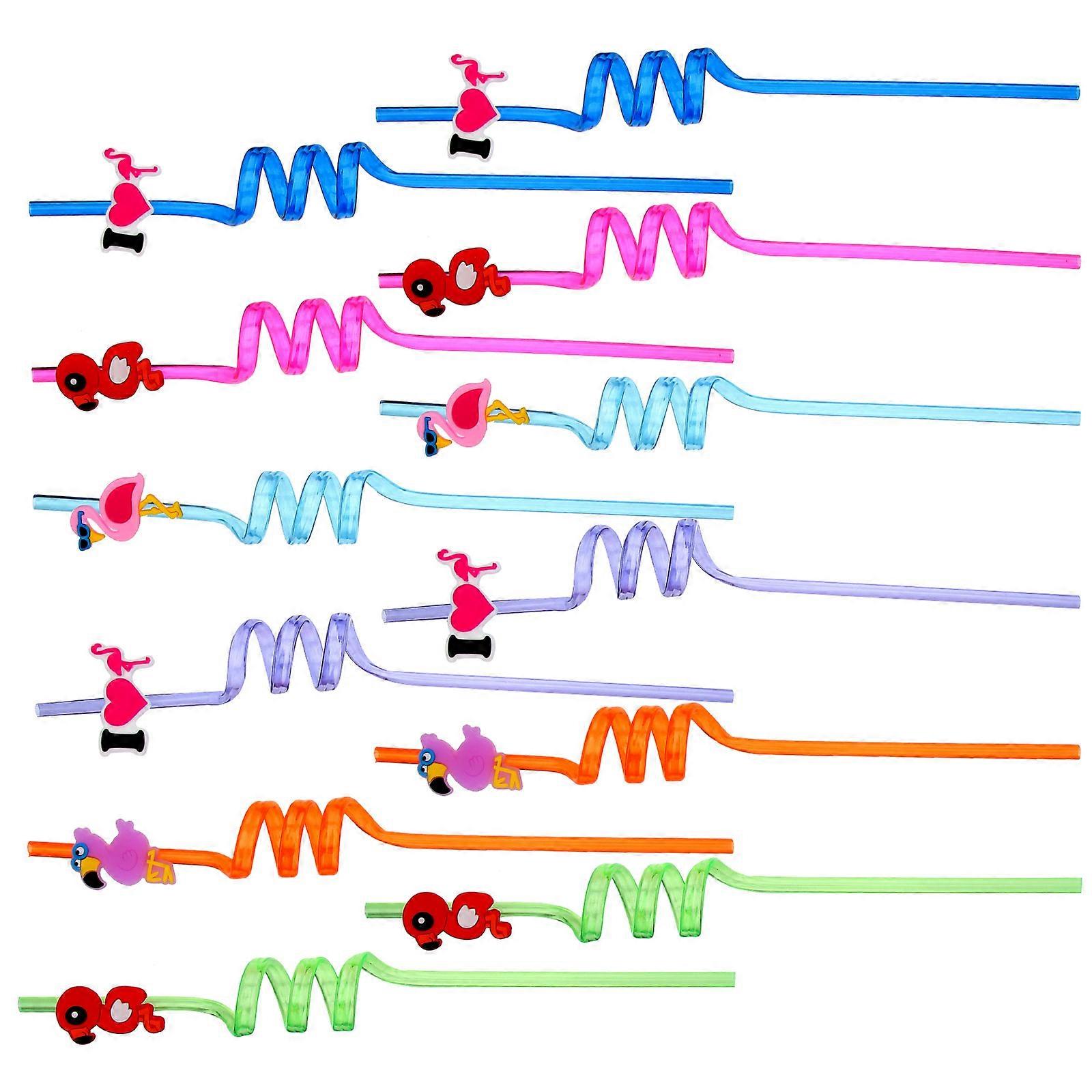 for Drinking 12Pcs Flamingo Design Assorted Colors