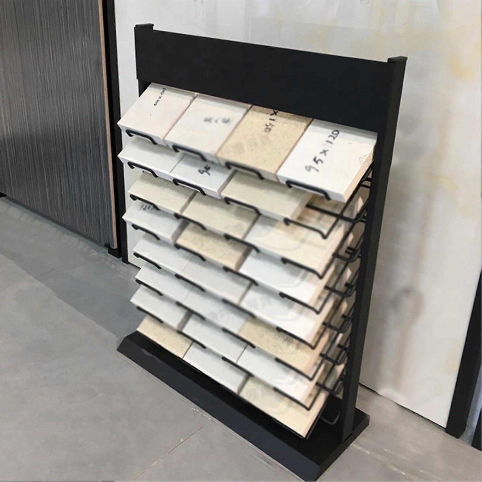 Floor Tile Display Rack for 32 Samples, SpaceSaving Vertical Stand with Durable MultiSlot Frame