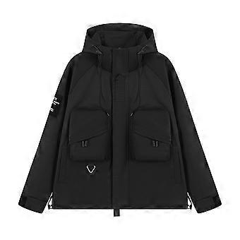 Cortavientos con capucha repelente al agua y múltiples bolsillos para mujer. Chaqueta de exterior para senderismo y uso casual.