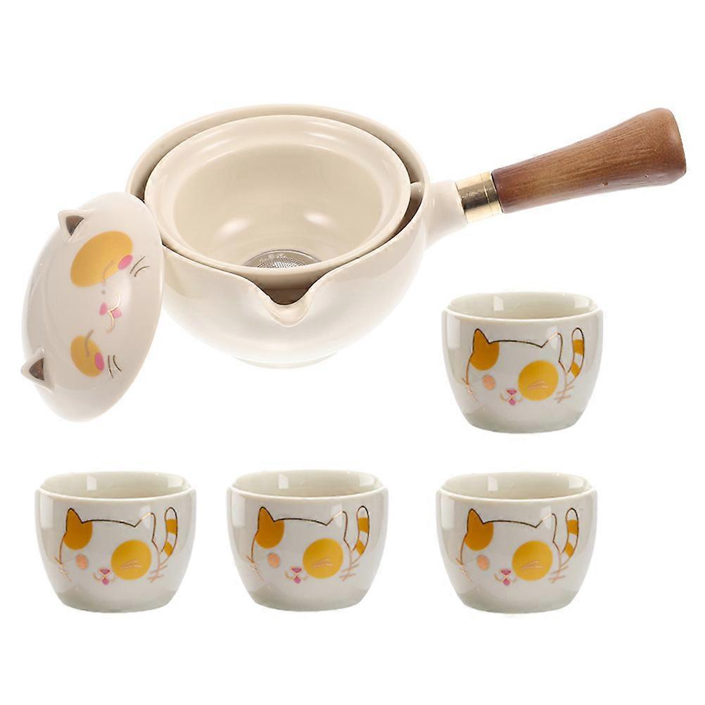 Ceramic Automatic Tea Brewer with Tea Pot and Cups for 1Set