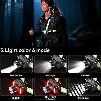 Lampe frontale portable pour l'exercice en extérieur, 6+2 modes d'éclairage pour la course à pied, la marche, le vélo et la randonnée