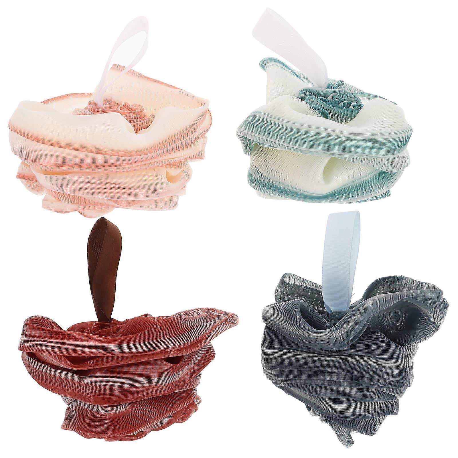 Colored Bath Balls Body Scrubber for Bath 4Pcs Exfoliating Set
