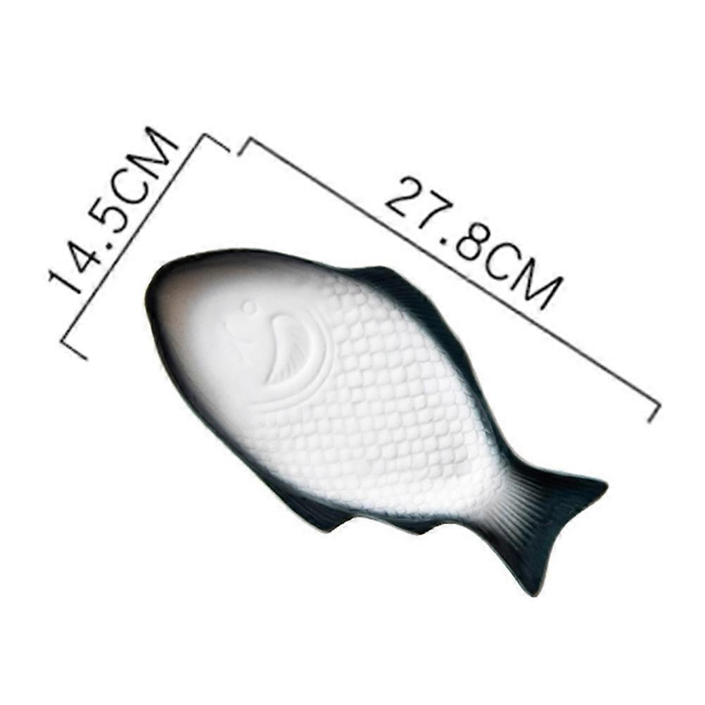Ceramic Creative Plate Fish Pan for Storage Dark Green