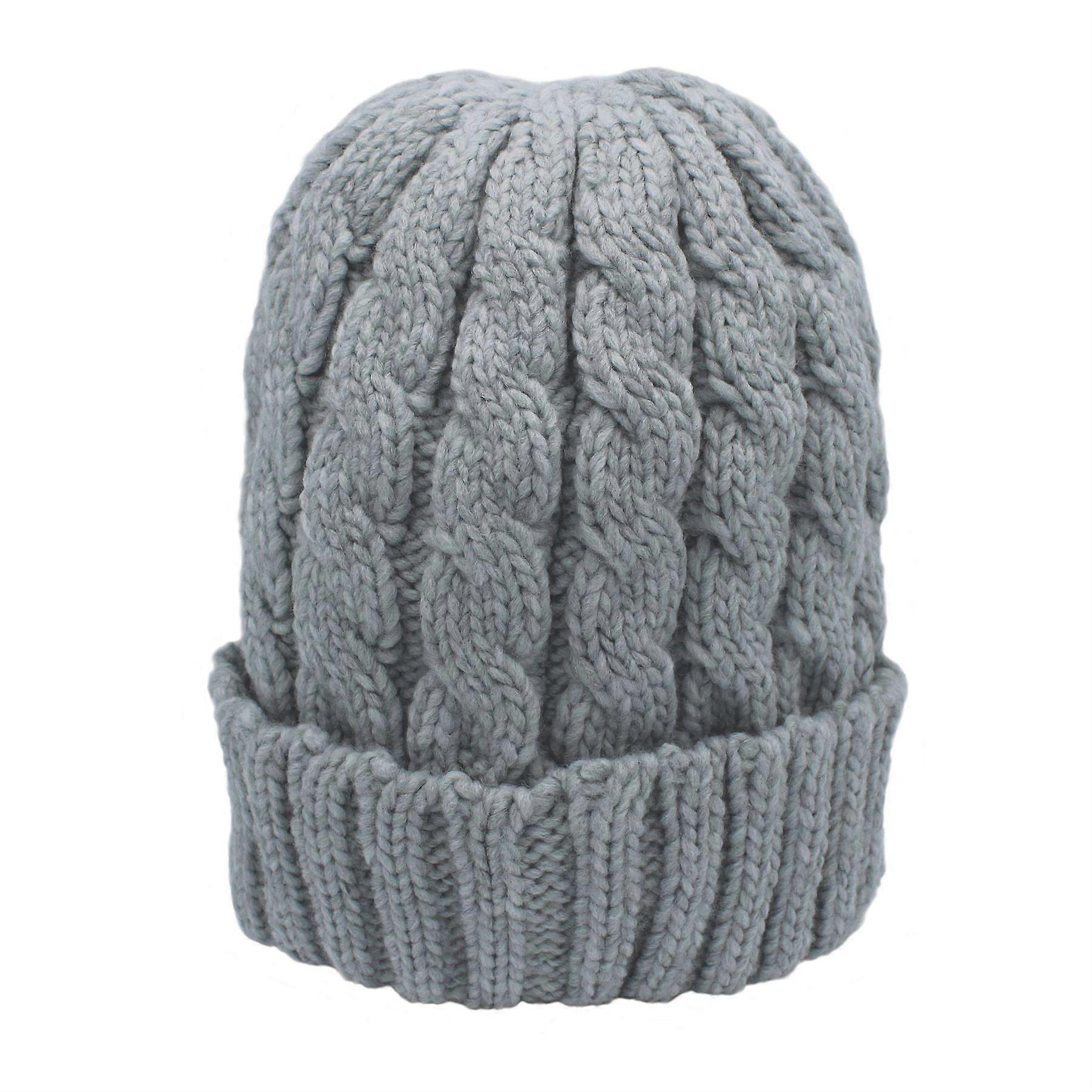 Jenny Cable Knit Beanie Hat ZH261 Light Grey