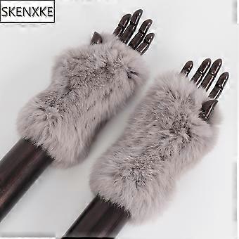 New Arrival Female Natural Rabbit Fur Gloves Knitted Warm Real Rex Rabbit Fur Mittens Women Winter Outdoor Rex Rabbit Fur Gloves