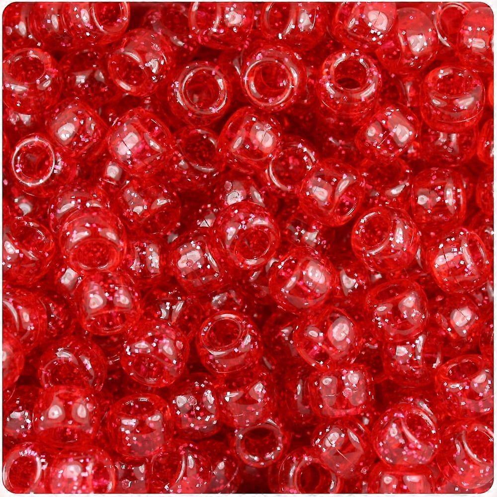 Ruby Sparkle 9mm Barrel Pony Beads (500 Stück)