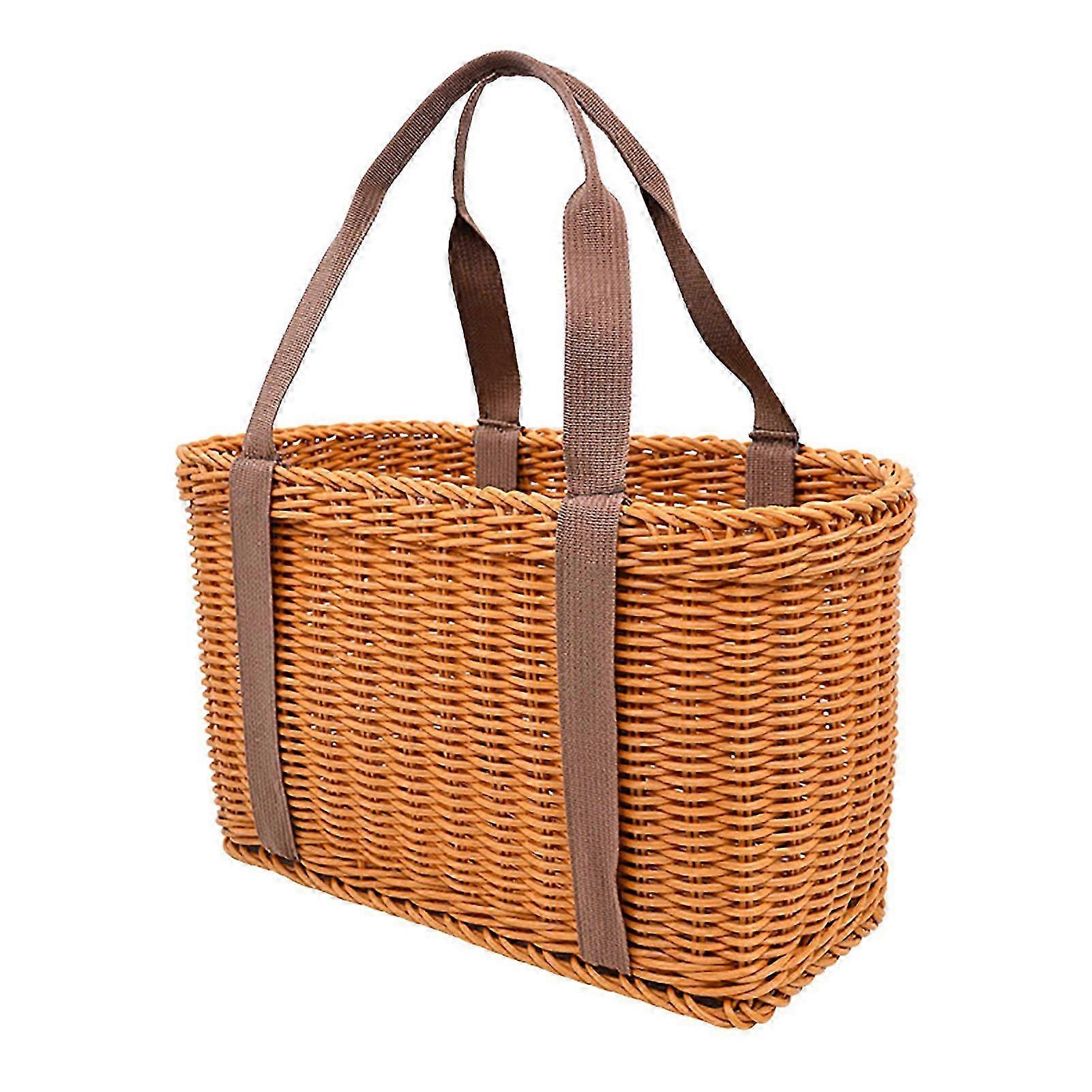 Handheld Shopping Basket, Wicker Vegetable Storage Tote