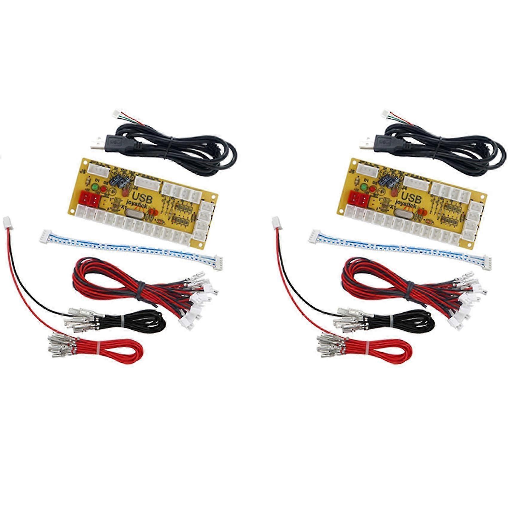 2X 5V LED Zero Delay Board Arcade Game USB Encoder to PC for Raspberry Pi Joystick Control Push Button Connection Cable