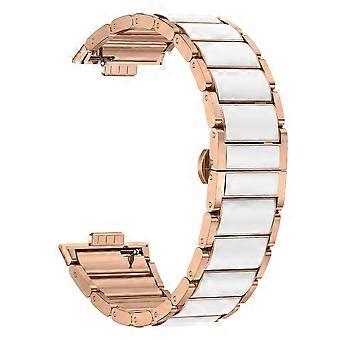 Pulseira de metal para relógio Huawei Watch Fit com fecho borboleta de cerâmica