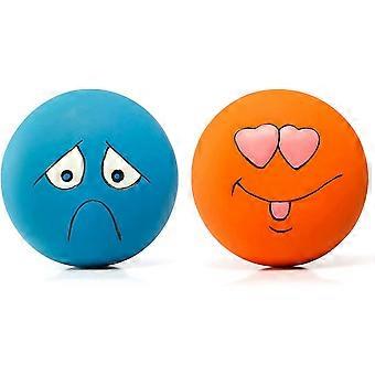 4.13'' Squeaky Dog Toys Smiley Face Dog Balls with Squeaker Rubber Latex Pet Toys for Small Puppy Medium and Large Breed