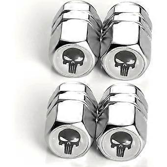 (Zwart + Zilver) Ventieldoppen voor autobanden, 4 stuks aluminium ventieldoppen voor auto's, ventieldoppen voor fietsen met afdichtingspakking voor auto's, vrachtwagens, motorfietsen, SUV's