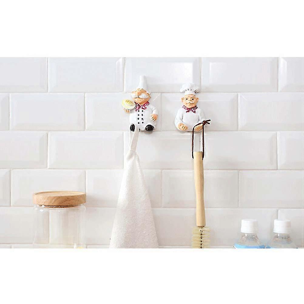 Plug Hook Cartoon Chef Wall Decor for Home Use 2Pcs