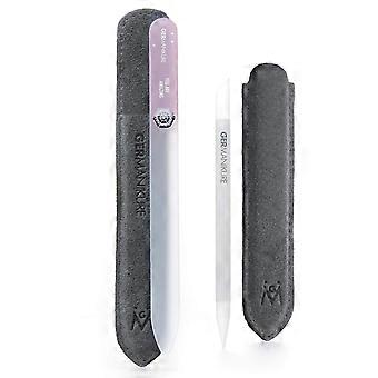 2 Pc Glass Bundle - Crystal Cuticle Stick & You are Amazing Nail File in Suede Sleeves  Handmade Czech Republic Professional Manicure Supplies Pusher,