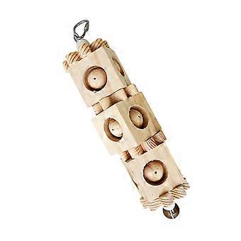 Colorful Natural Wood Play Toy For Medium Large Birds Safe Chewing Bird Cage Hanging Activity Foraging Toy  primary color