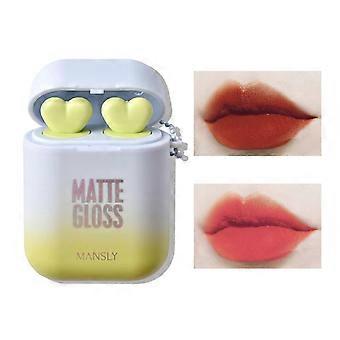 Zweifarbiges, mattes, samtiges, wasserfestes Lippenstift-Set für Damen, langanhaltend, 2 Stück Himmelblau