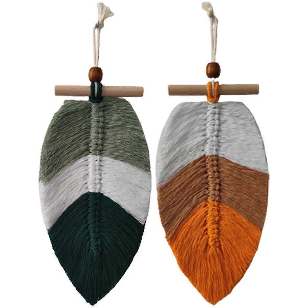 2Pcs Leaf Macrame Wall Hanging Leaf Macrame Wall Decor Woven Tapestry Home Decor