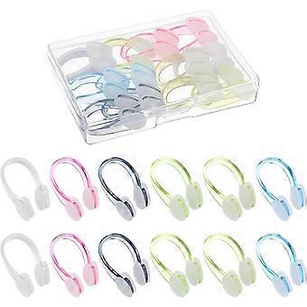 12er-Pack Nasenclips zum Schwimmen, wasserdichte Nasenclips, Nasenclips für Kinder und Erwachsene, mehrfarbige Nasenclips zum Tauchen, Schwimmen und mehr