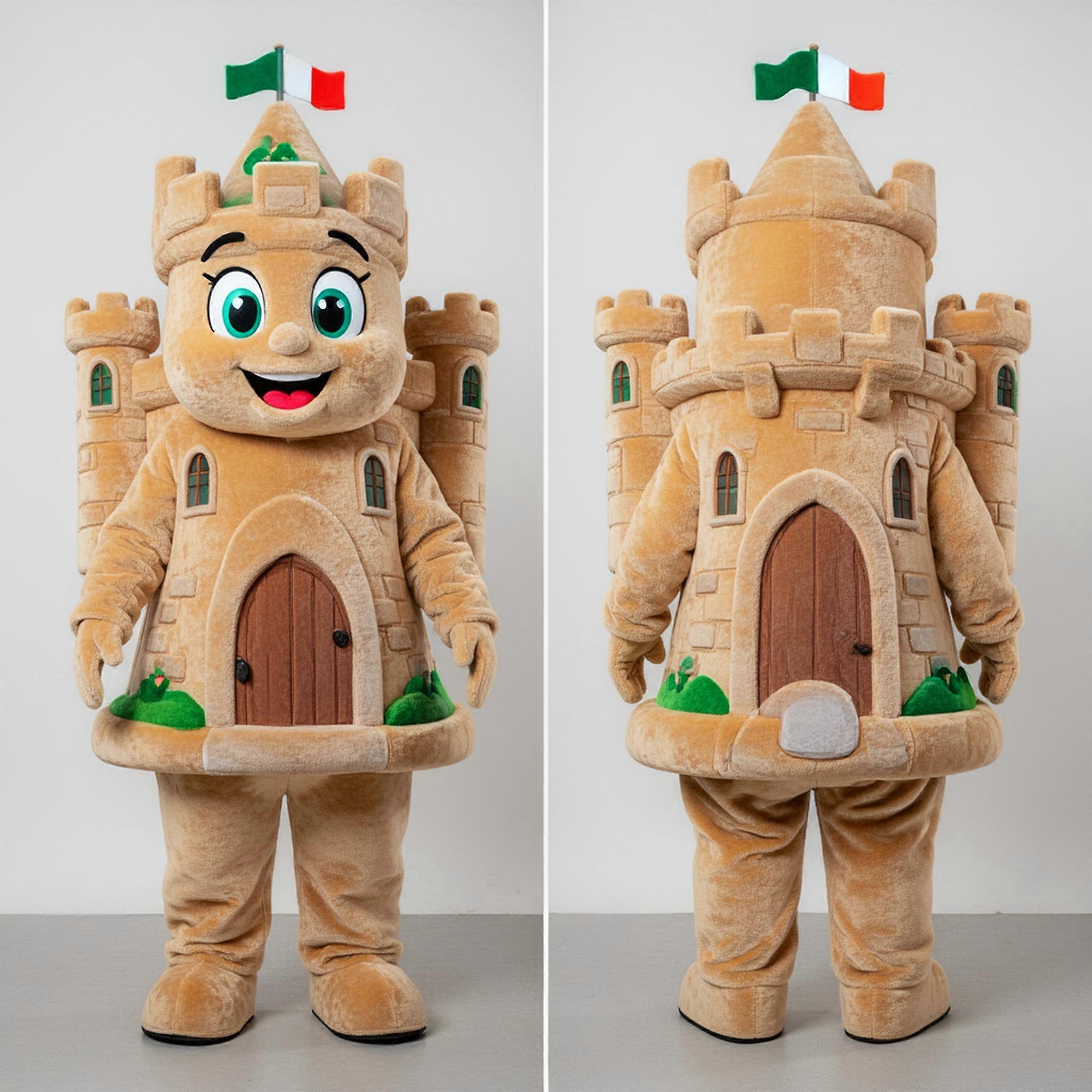 MASTICOT Tan Rounded Irish Castle Mascot