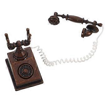 Telefono giocattolo in miniatura per casa delle bambole, telefono a disco vintage per bambini