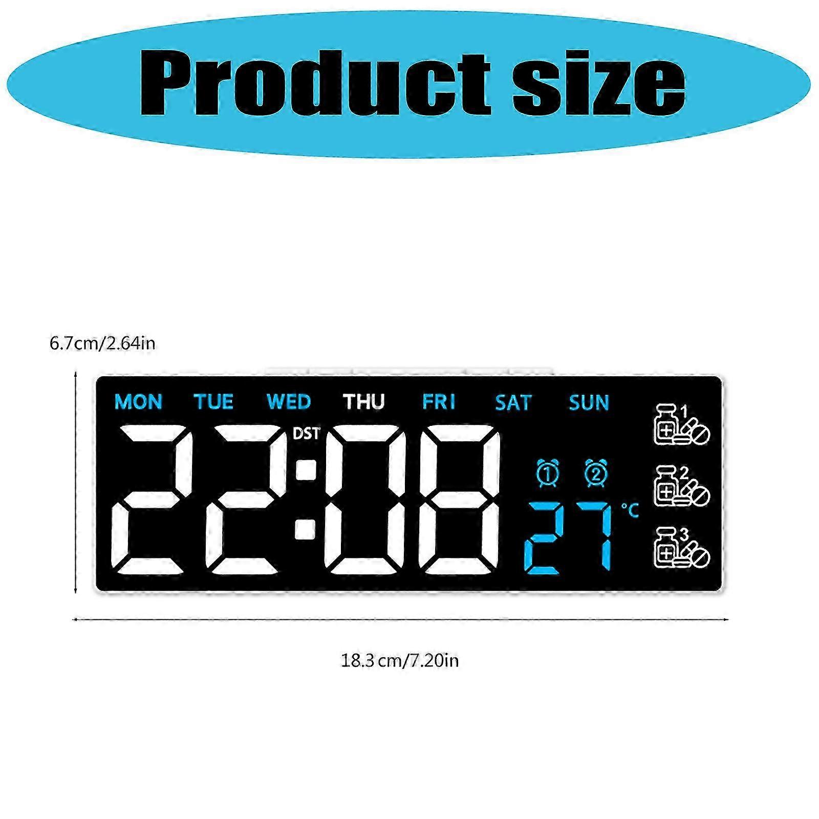 Minimalist digital alarm clock with medication tracking function, high-brightness LED digital display, modern ABS shell
