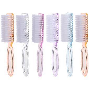Manicure Brush Handle Grip for Cleaning Use 6Pcs Assorted Color Nail Brushes