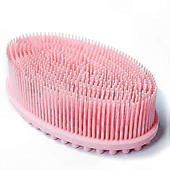 Zachte siliconen exfoliërende borstel voor gebruik onder de douche Roze badscrubber met ergonomisch ontwerp voor een soepele huidverzorgingsroutine
