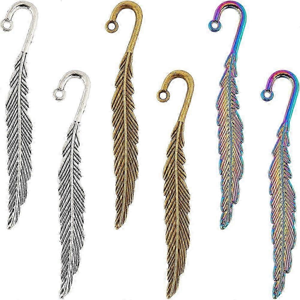 12Pcs Alloy Feather Bookmarks Set