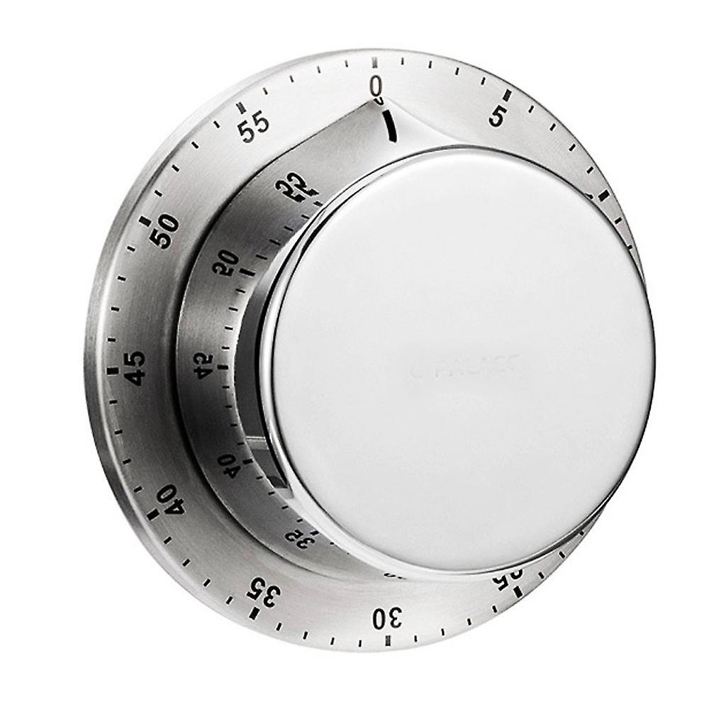 Kitchen Timer, Chef Cooking Timer Clock With Loud Alarm, No Batteries Required, 100% Mechanical-Silver