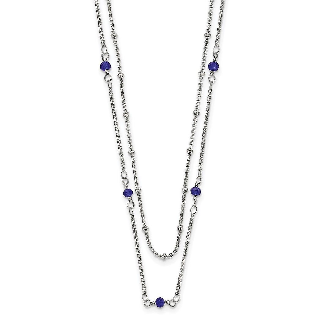 4,5 mm en acier inoxydable poli 2 brins bleu cristal perlé avec 1 pouce d’extension collier 16 pouces brin-collier pour W