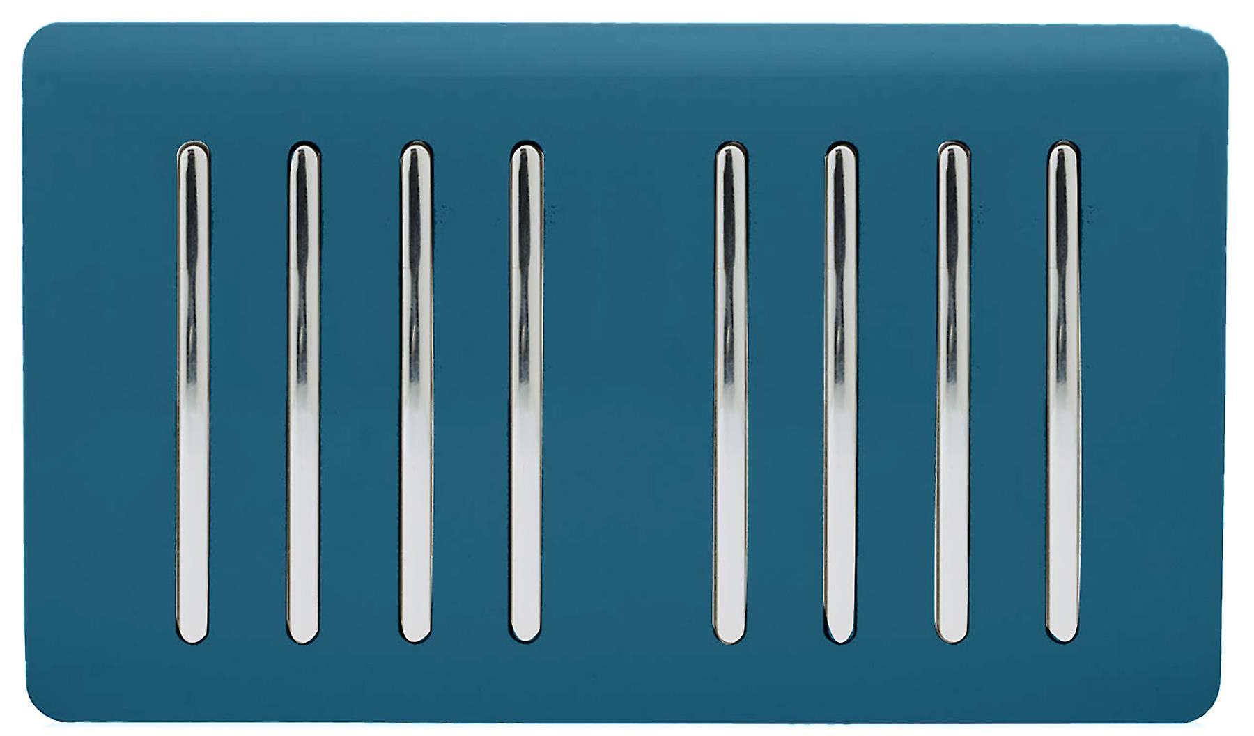 Trendi Artistic Modern Glossy 8 Gang 1 Way Rocker Double Plate Tactile Light Switch Midnight Blue