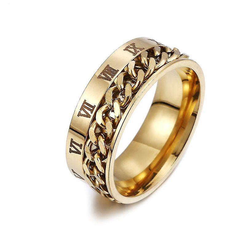 Gold Size 9 Edc Finger Fidget Spinner Stainless Steel Chain Rotatable Ring