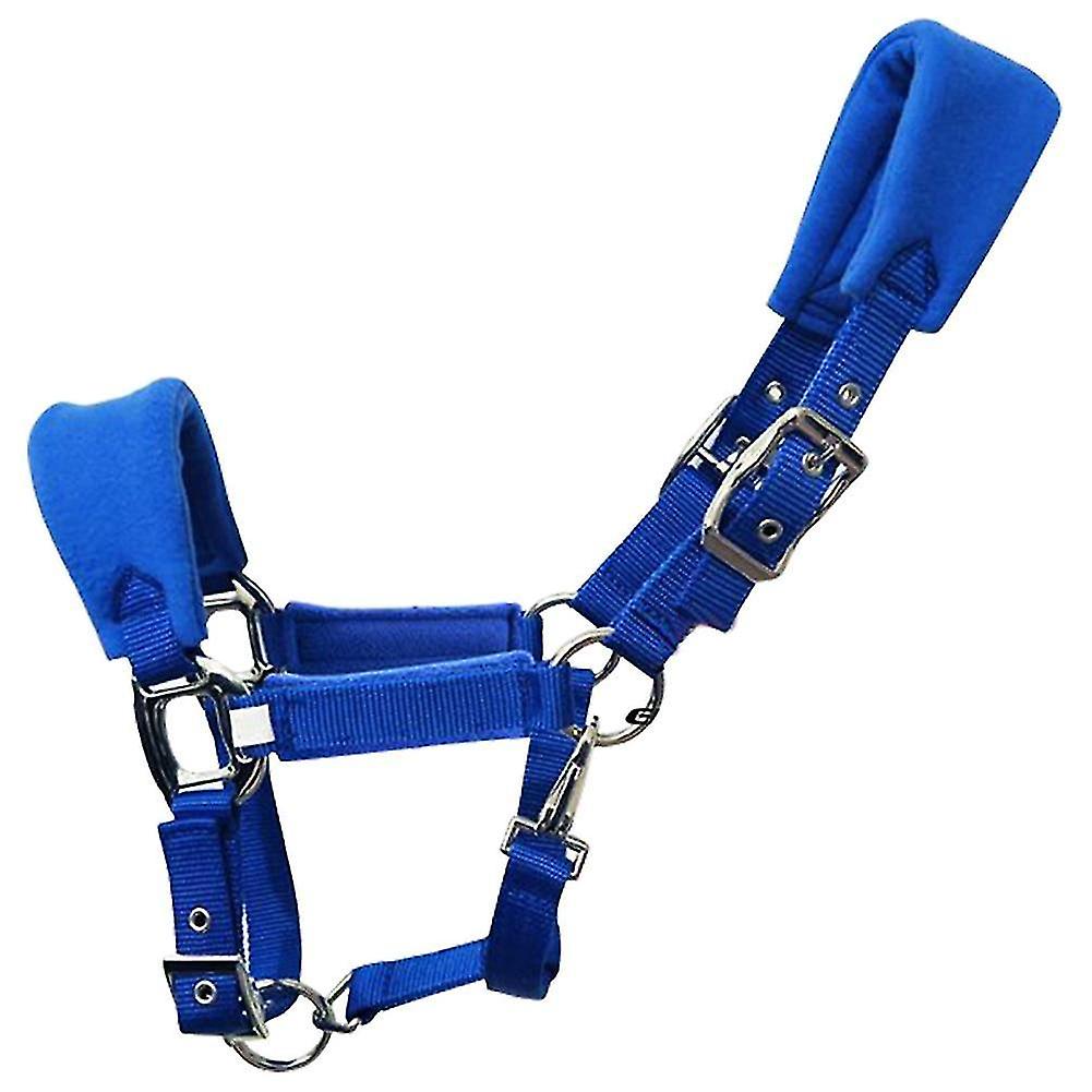 Blue L Double Layered Fleece Padded Horse Halter Practical Adjustable Strap