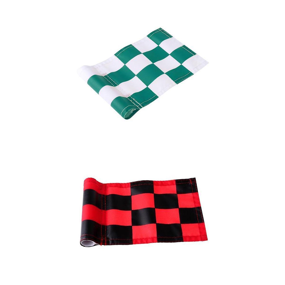 2pcs Golf Practicing Training Nylon Putting Green Chequered Flags