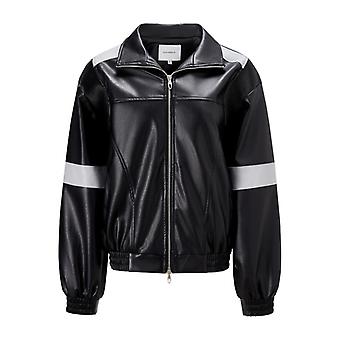High Quality Mens Short Leather Biker Jacket Fashion Lapel Color Block