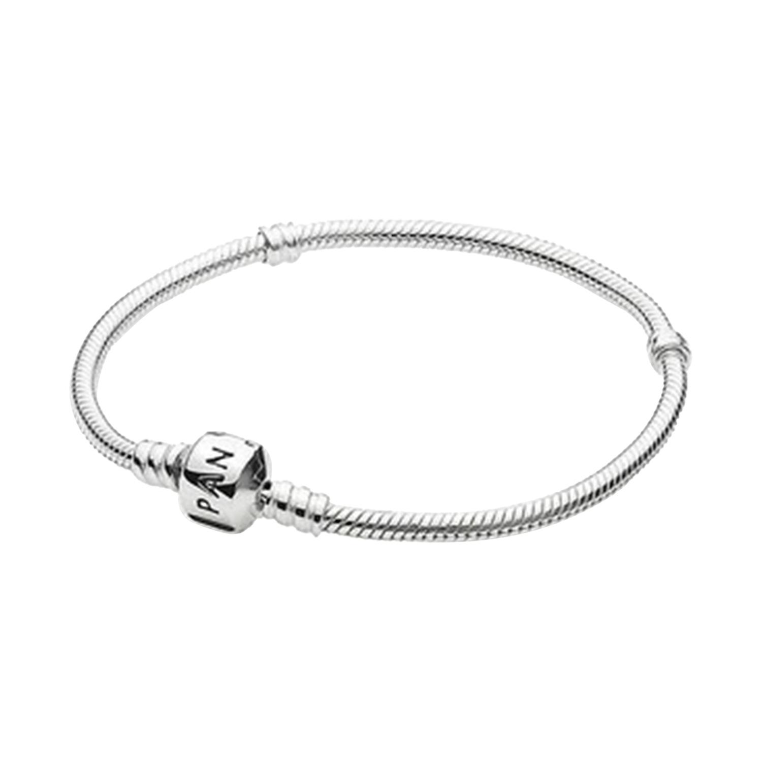 Women's 21cm A1 White Copper Silver Plated Snake Chain Bracelet with Heart & Leaf