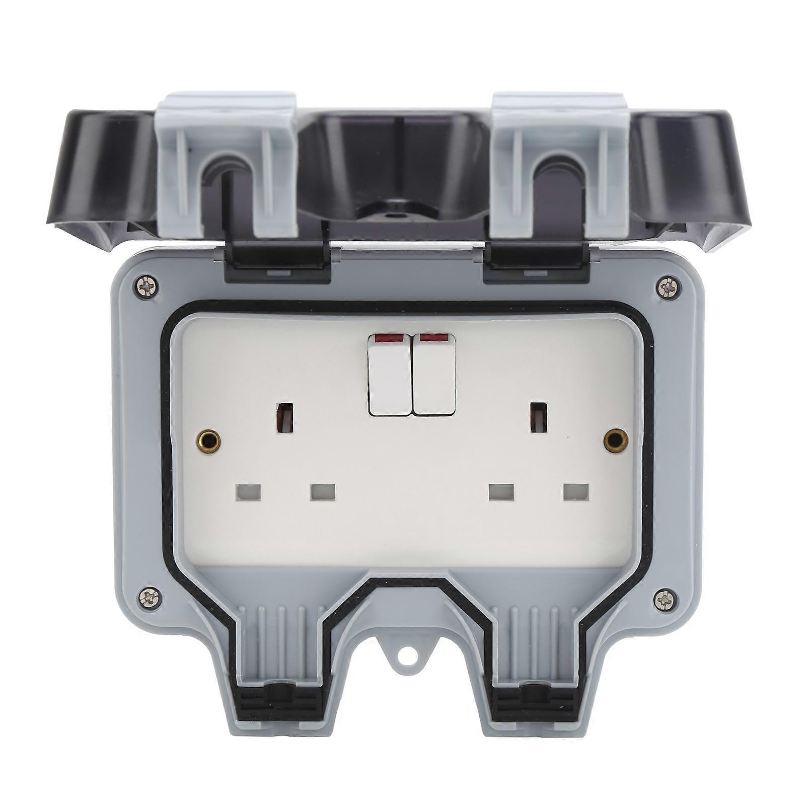 Outdoor Waterproof Socket Box Wall Rainproof Electrical Outlets Control Components UK Style 220V