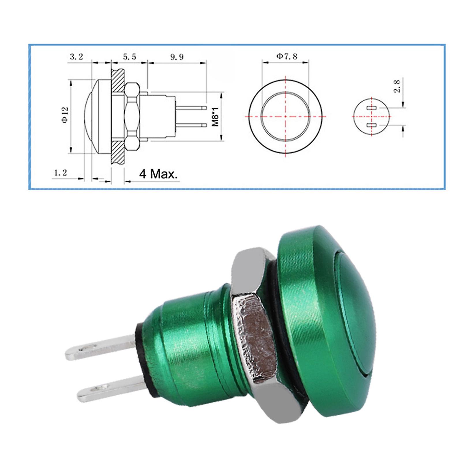 1A 24V 8mm Mini Waterproof Momentary Push Button Switch Zinc Alloy