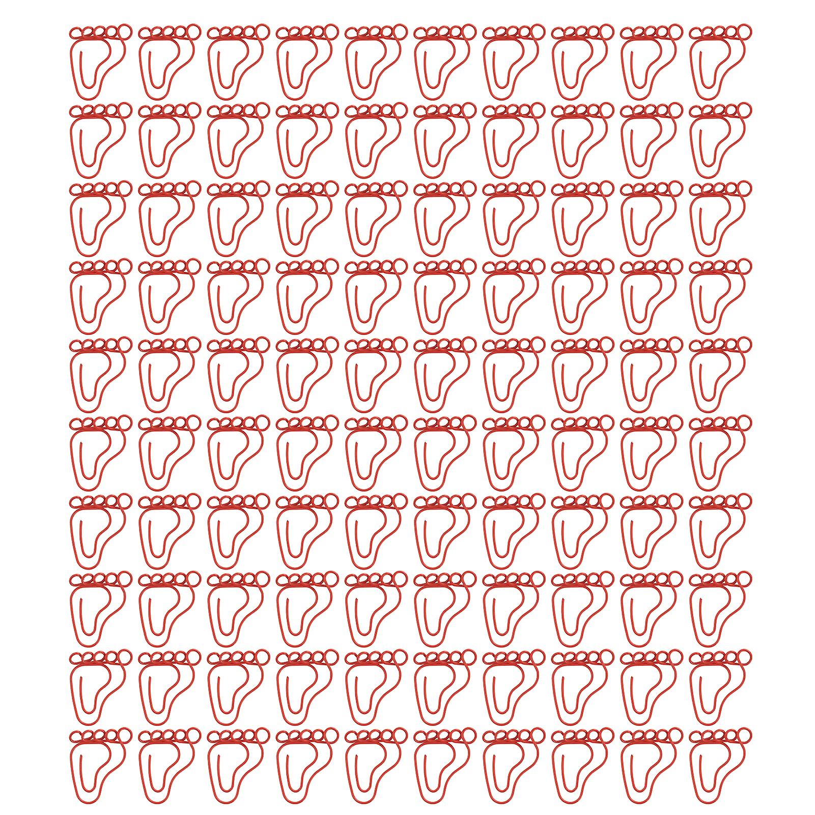 100pcs Red Foot Shape Paper Clips - Anti Slip Portable Clips for Office and Bookmarking