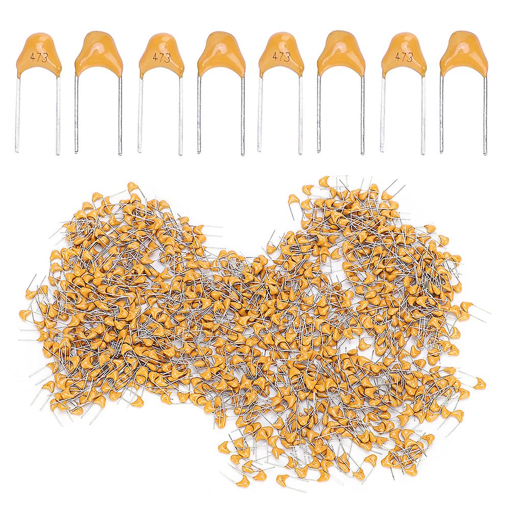 Fictory 47NF Capacitor Fictory 1000Pcs Monolithic Capacitor, 47NF Ceramic in-Line Capacitor, 5.08mm Lead Pitch, DC50V, 10% Deviation