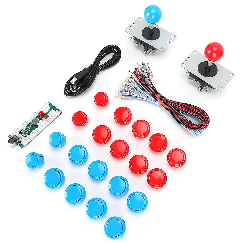 Game Accessory Joystick DIY USB Game Set for Win8 / Win7 / Vista / XP / 2000 / 98 / Linux / Android(Blue Red for Double Players )