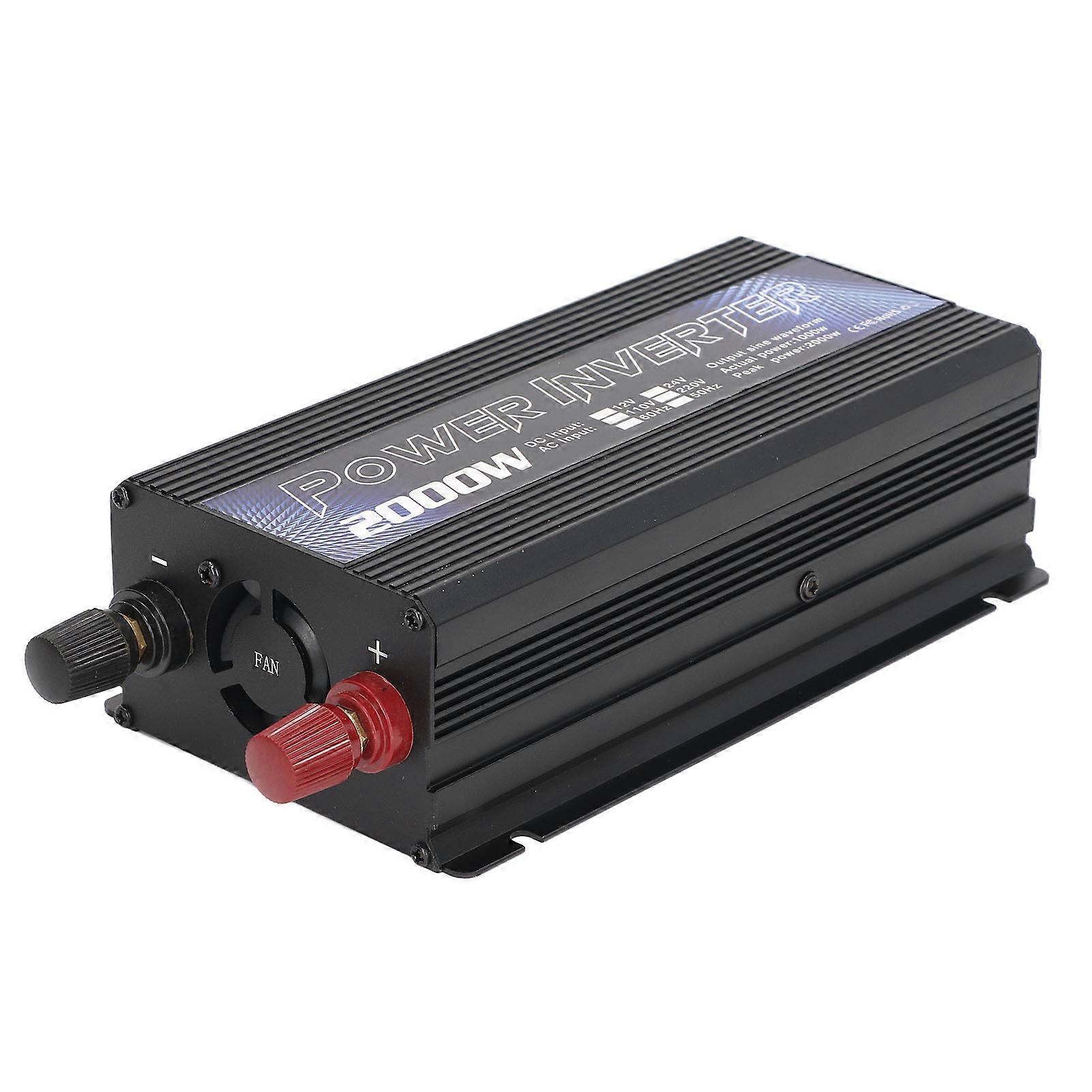 Car Power Inverter Solar Power Universal Aluminum Alloy Low Noise Modified Sine Wave Inverter for Multipurpose Charging 2000W