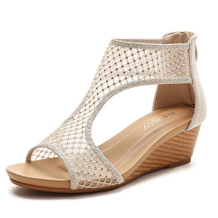 Women's Slide Wedge Sandal Open Toe High Heel Zipper Back Platform Shoes