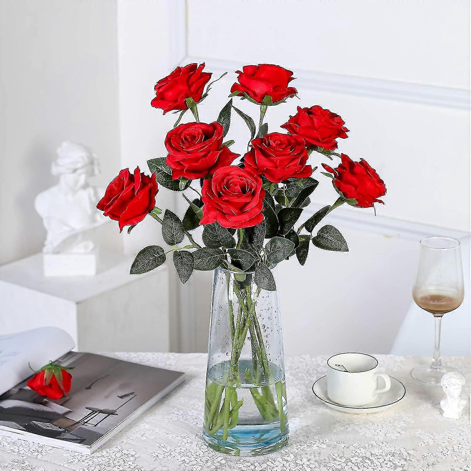 5 Fiori Artificiali In Seta Per Bambini – Composizioni Floreali Finte Per Casa, Centrotavola, Rosso, Altezza 49,5 Cm - 5