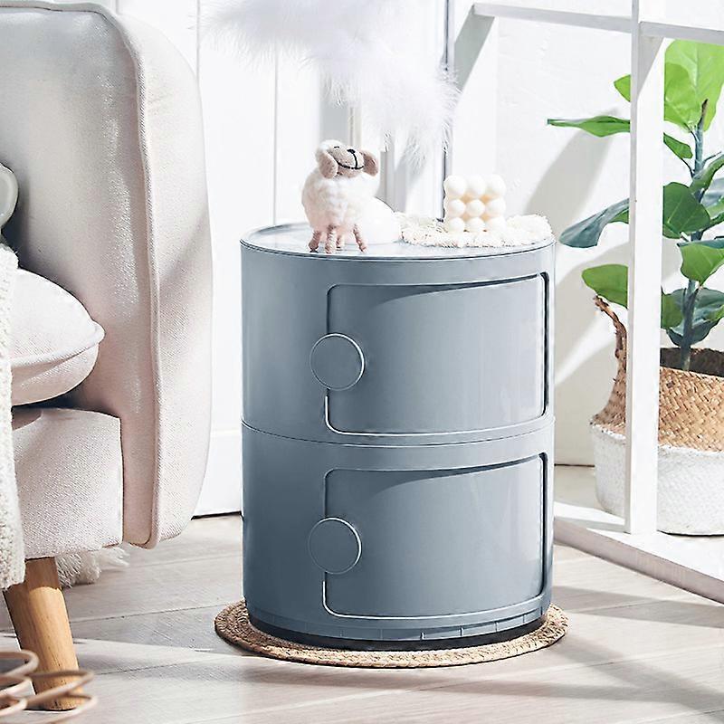 Storage Drawer Unit 2 Drawer Round Storage Unit Grey